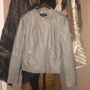 Black Rivet MotoPeplum Grey Faux Leather jacket XL